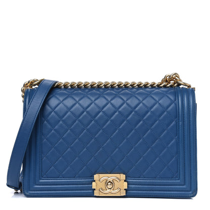 Chanel Lambskin Quilted New Medium Boy Flap Dark Navy Blue 1 of 9