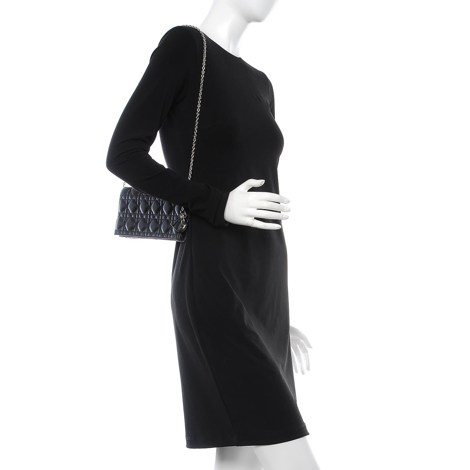 Christian Dior Lambskin Cannage Lady Dior Convertible Clutch Black 2 of 8