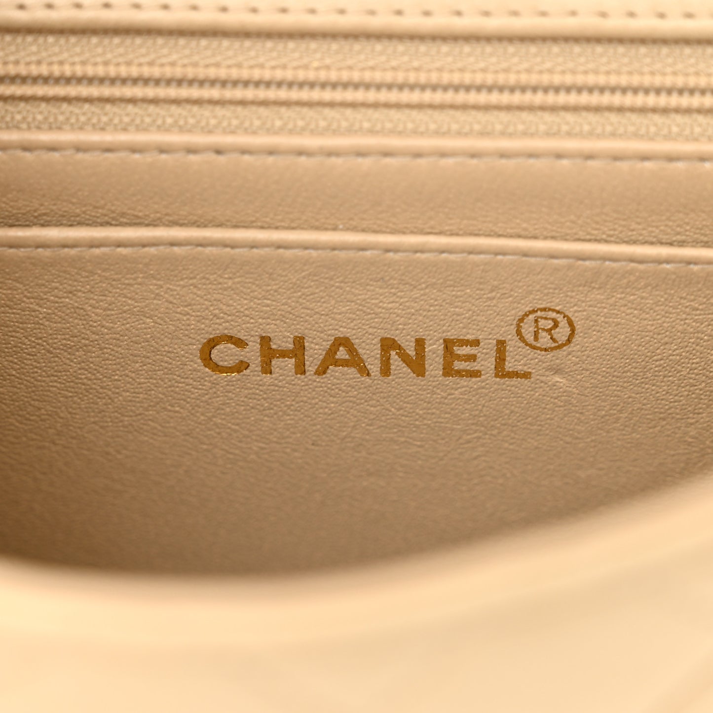 Lambskin Quilted Mini Square Flap Beige