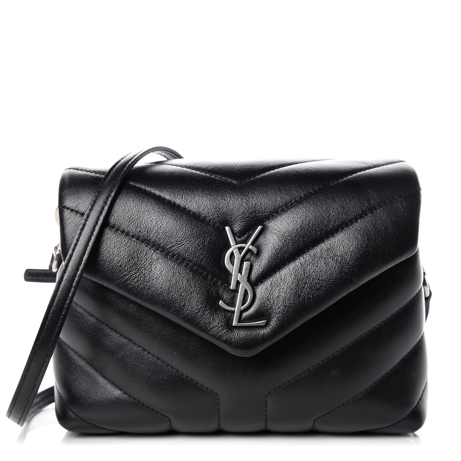 Saint Laurent Calfskin Y Quilted Monogram Toy Loulou Crossbody Bag Black 1 of 12