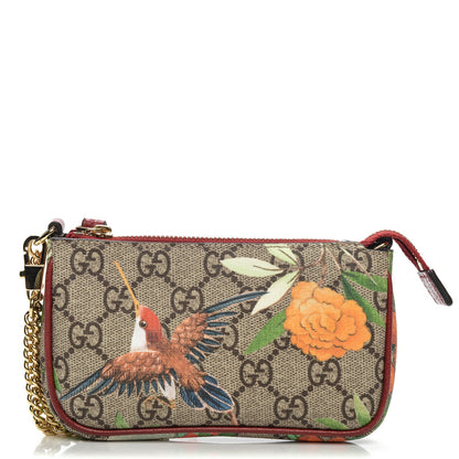 Gucci GG Supreme Monogram Tian Mini Chain Bag Beige Multicolor Red 1 of 6