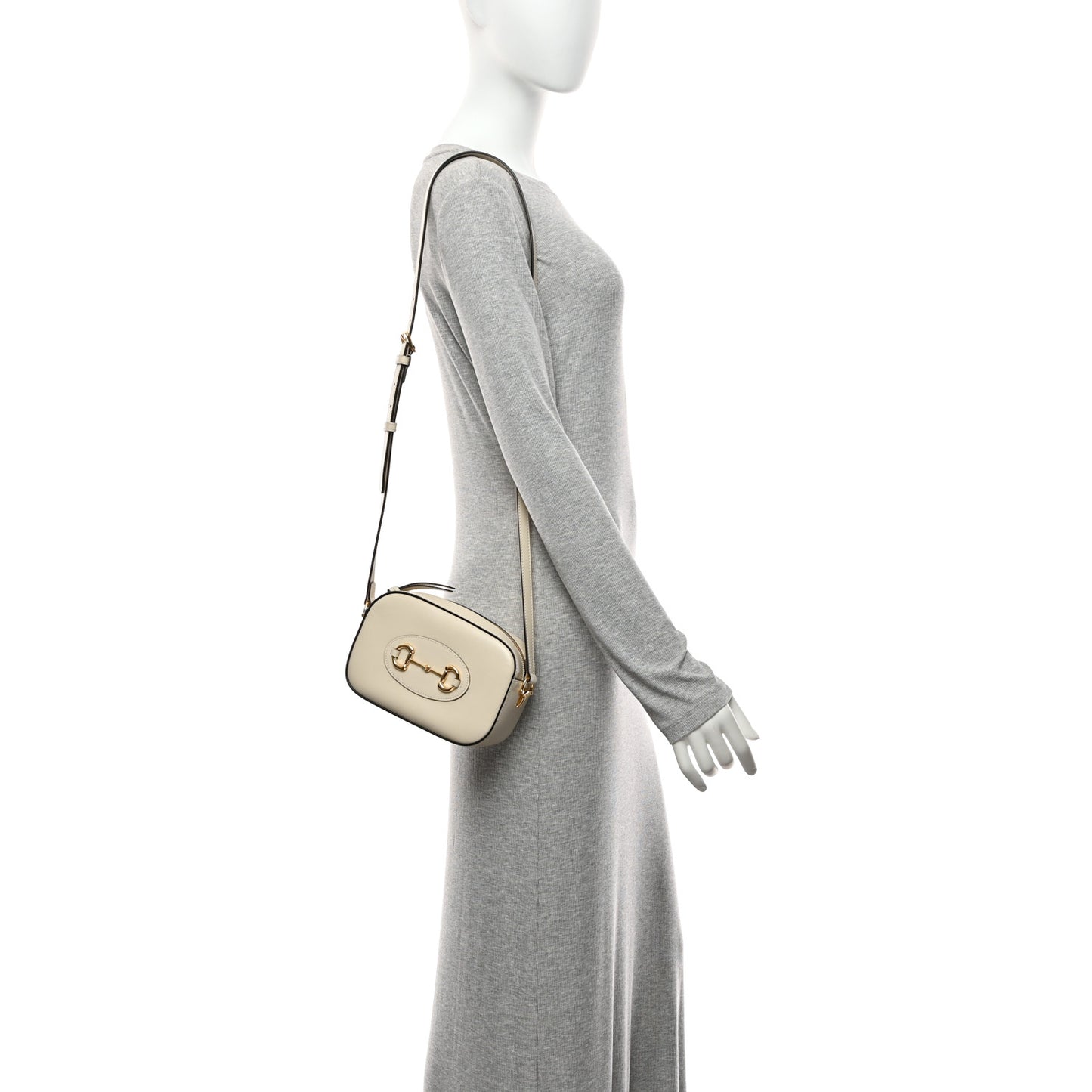Azalea Calfskin Mini Horsebit 1955 Camera Shoulder Bag Mystic White
