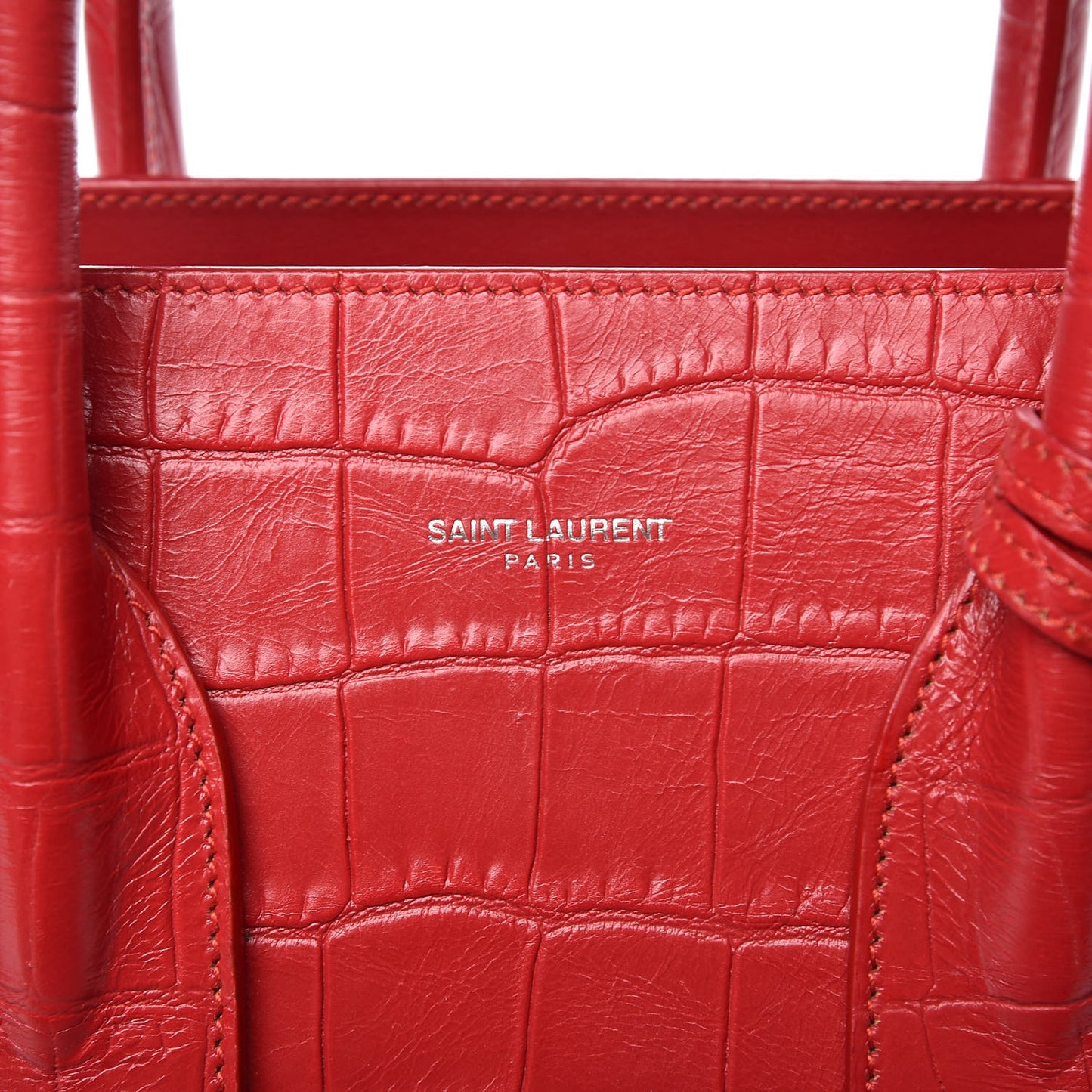 Calfskin Crocodile Embossed Small Sac De Jour Eros Red