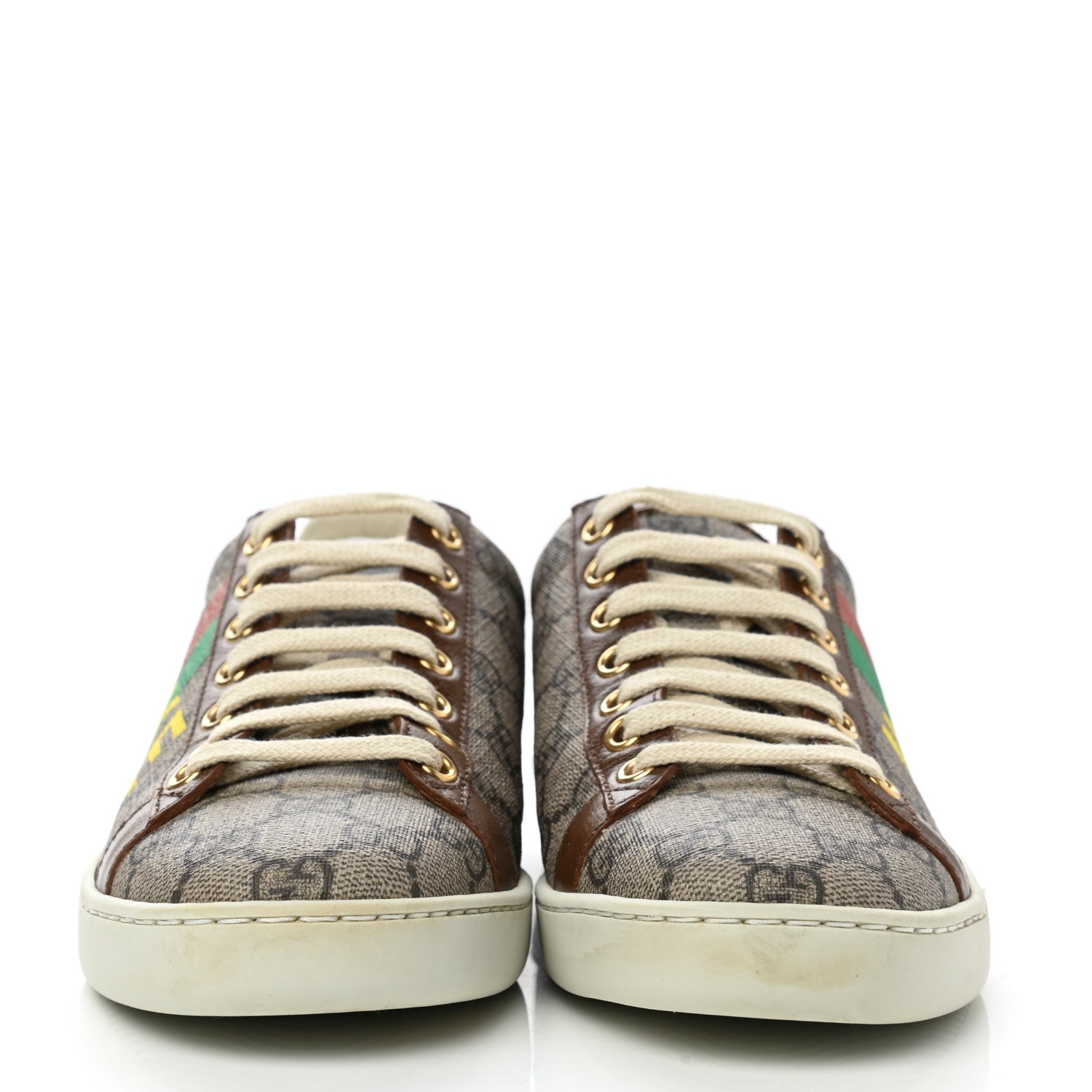 Gucci GG Supreme Monogram Fake/Not Womens Ace Sneakers 35.5 Beige New Shamarock Brown Sugar 2 of 9