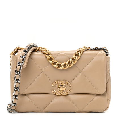 Chanel Lambskin Quilted Medium Chanel 19 Flap Dark Beige 1 of 10