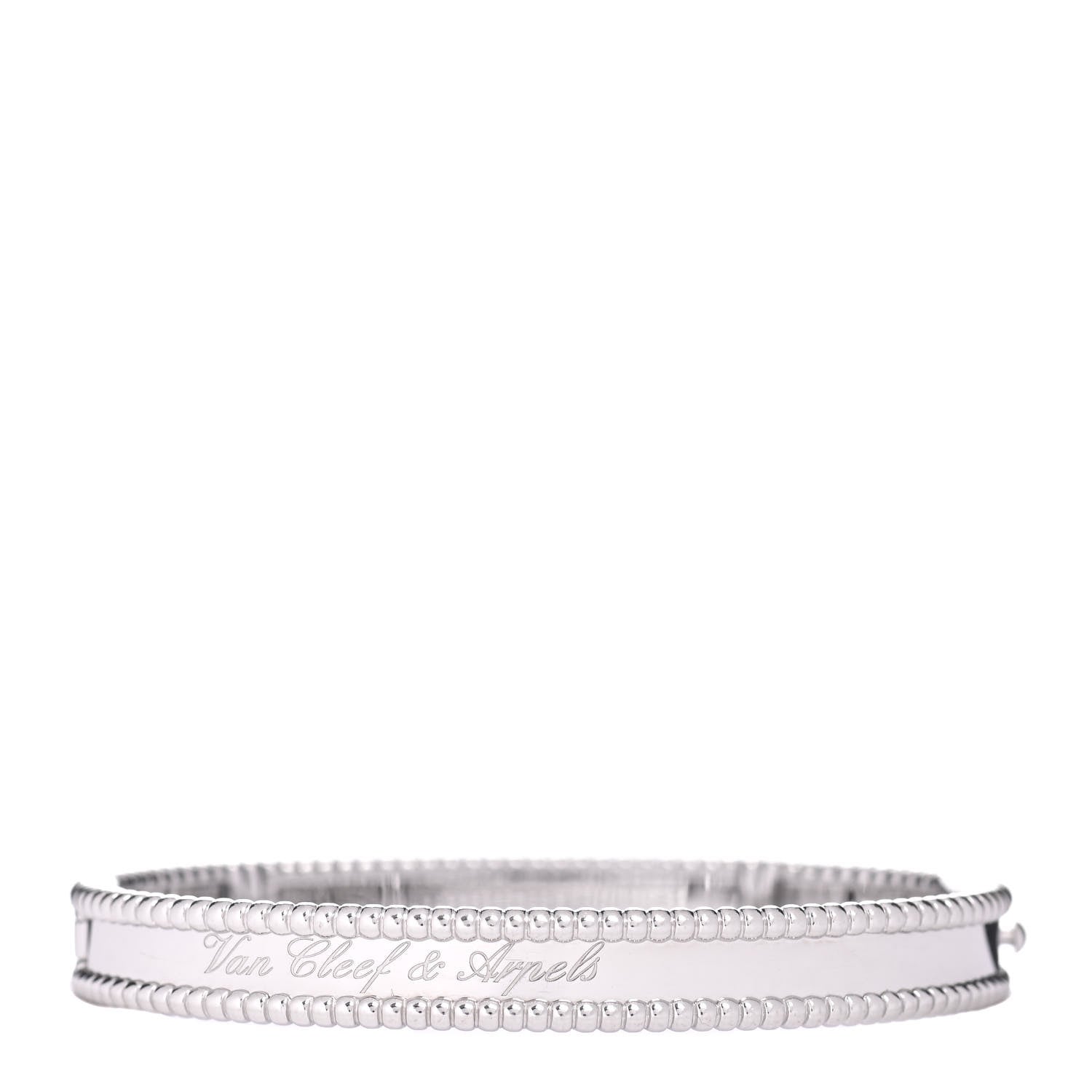Van Cleef & Arpels 18K White Gold Perlee Signature Bangle Bracelet M 3 of 5