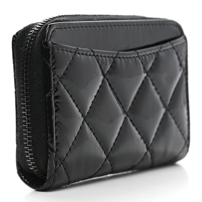 Chanel Patent Calfskin Quilted Zip Coin Purse Wallet So Black 3 of 8