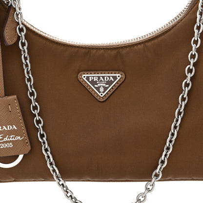 Prada Tessuto Nylon Saffiano Re-Edition 2005 Shoulder Bag Cacao 10 of 15
