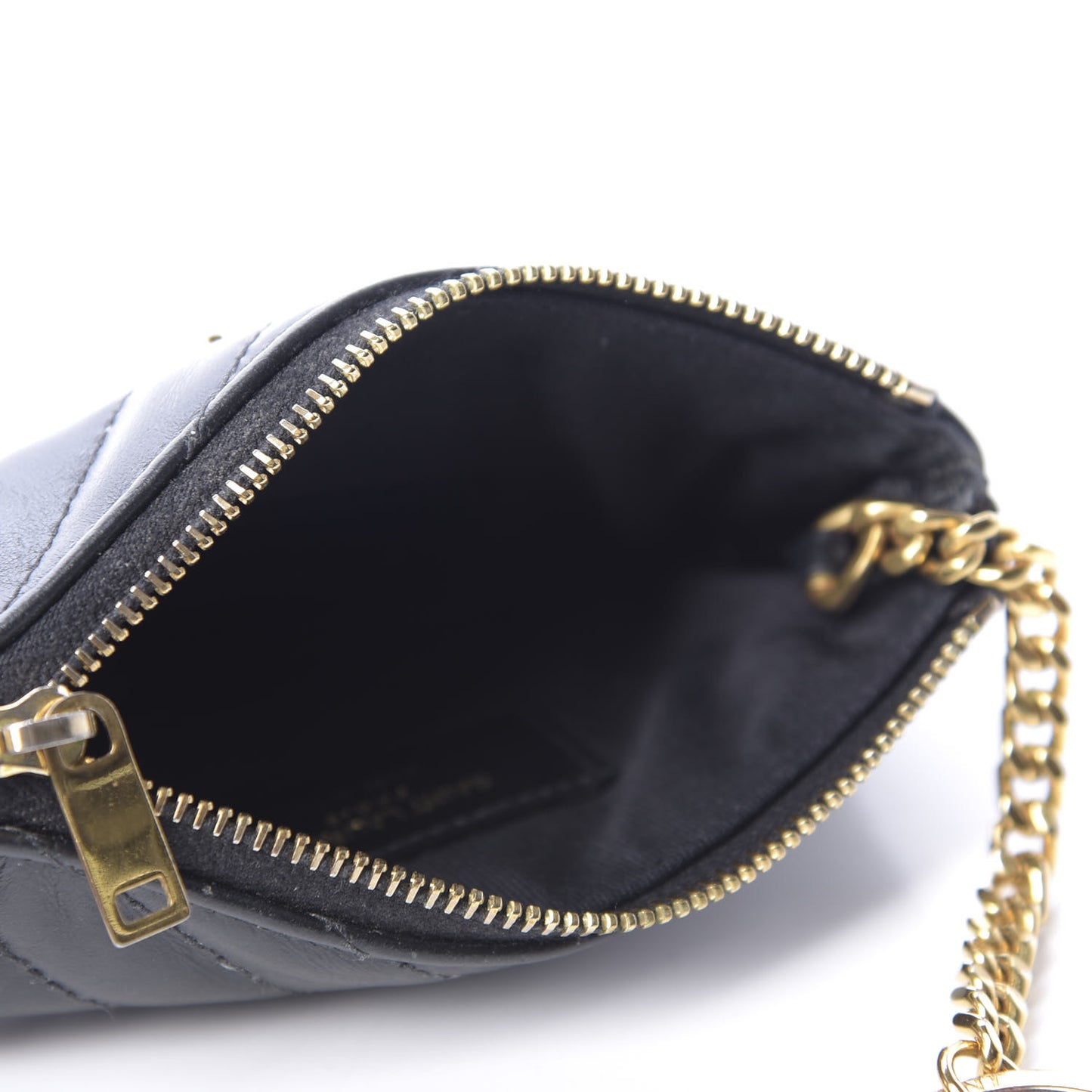 Calfskin Matelasse Monogram Key Pouch Black