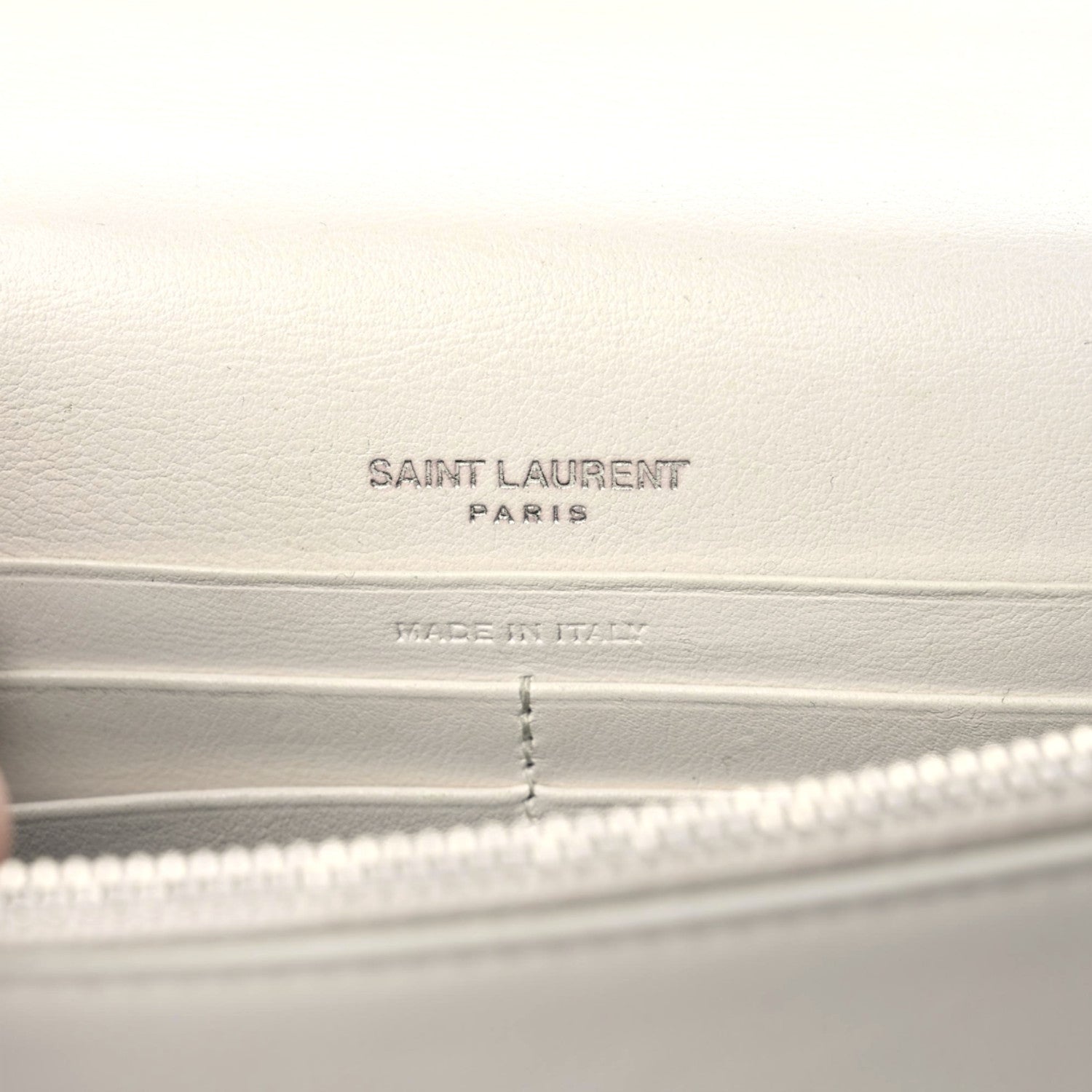 Saint Laurent Calfskin Bead Embellished Kate Monogram Tassel Chain Wallet White 13 of 22
