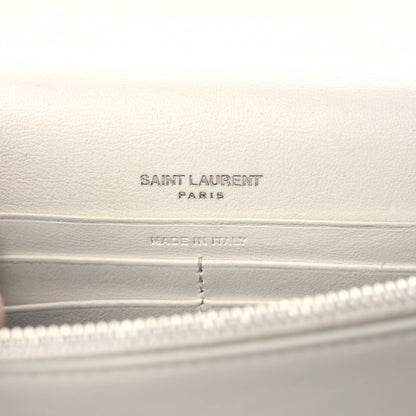 Saint Laurent Calfskin Bead Embellished Kate Monogram Tassel Chain Wallet White 13 of 22
