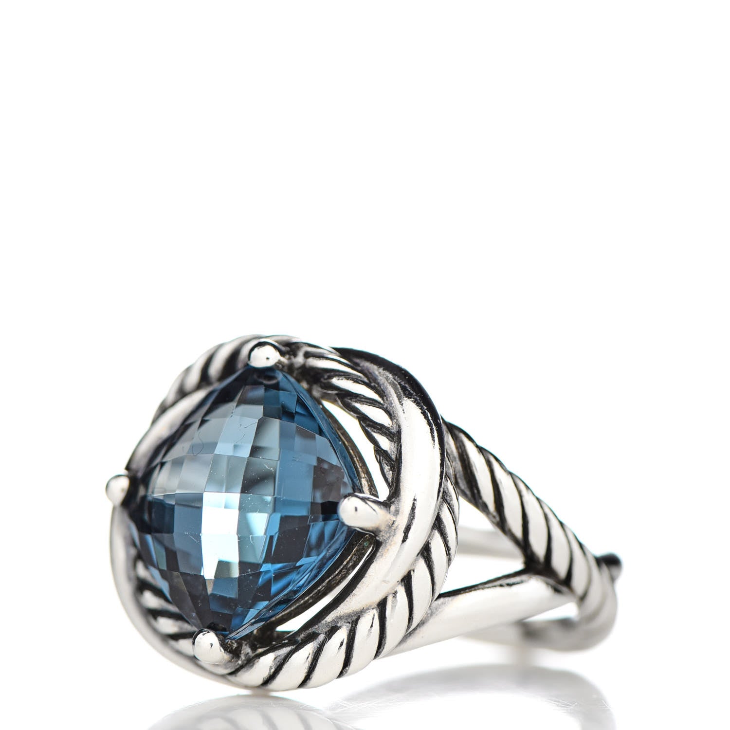 David Yurman Sterling Silver Hampton Blue Topaz 11mm Infinity Ring 53 6.5 3 of 5