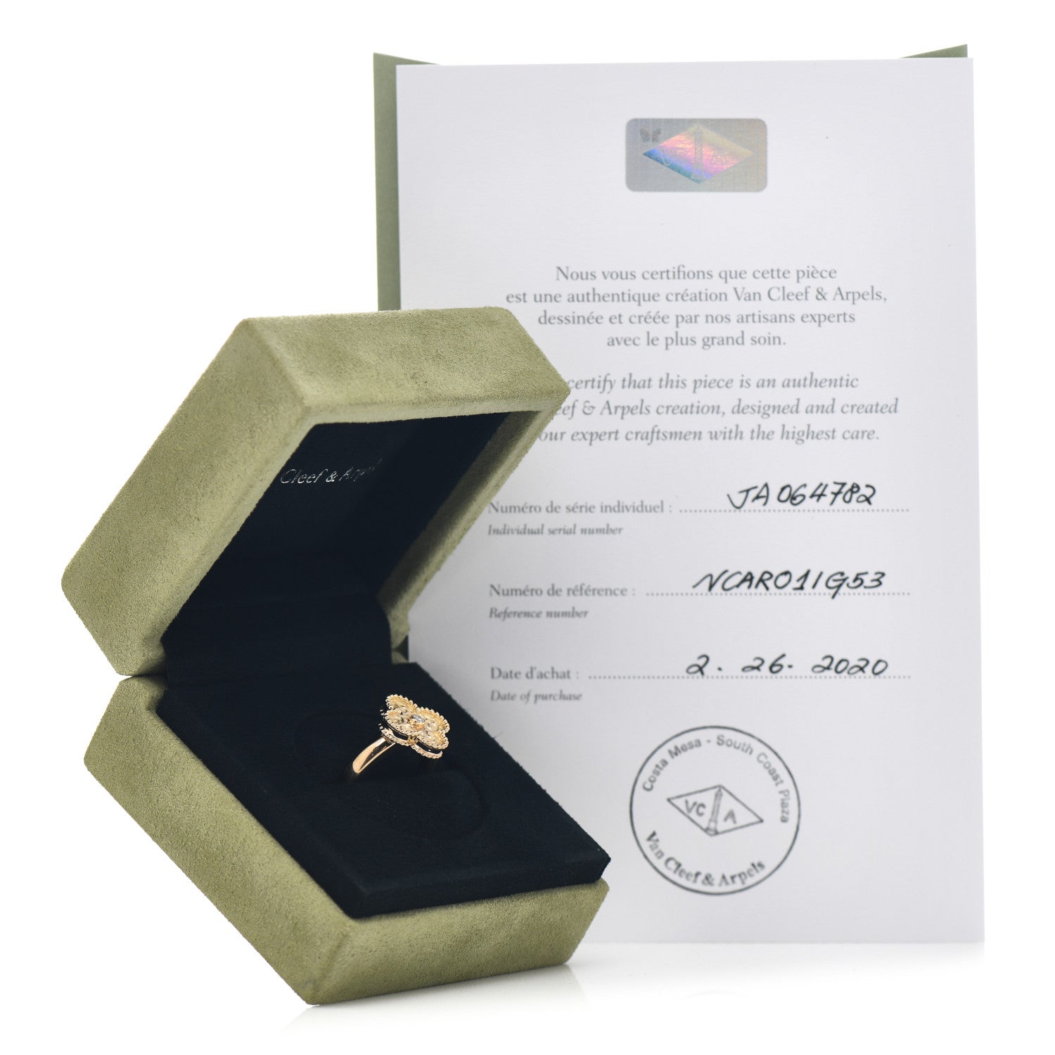 Van Cleef & Arpels 18K Yellow Gold Diamond Vintage Alhambra Ring 53 6.25 5 of 5