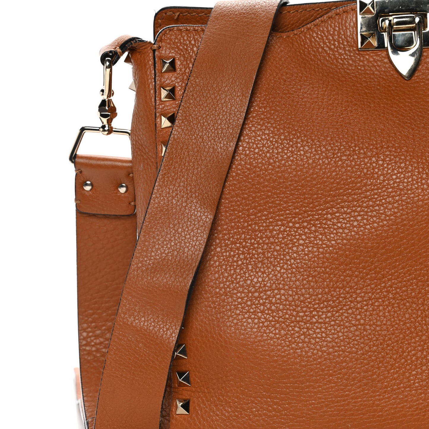 Pebbled Calfskin Small Rockstud Flip-Lock Messenger Bag Light Cuir