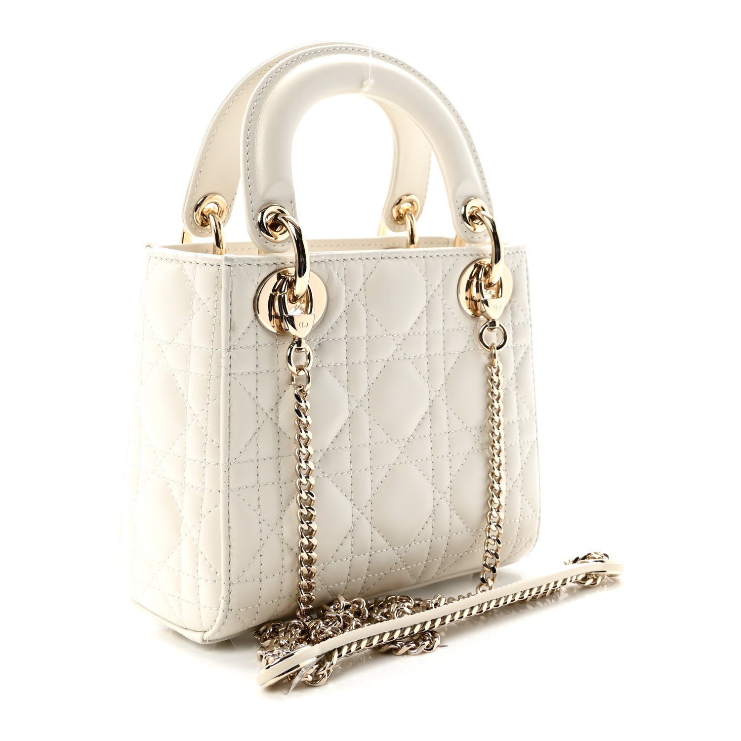 Christian Dior Lambskin Cannage Mini Lady Dior Latte 3 of 10