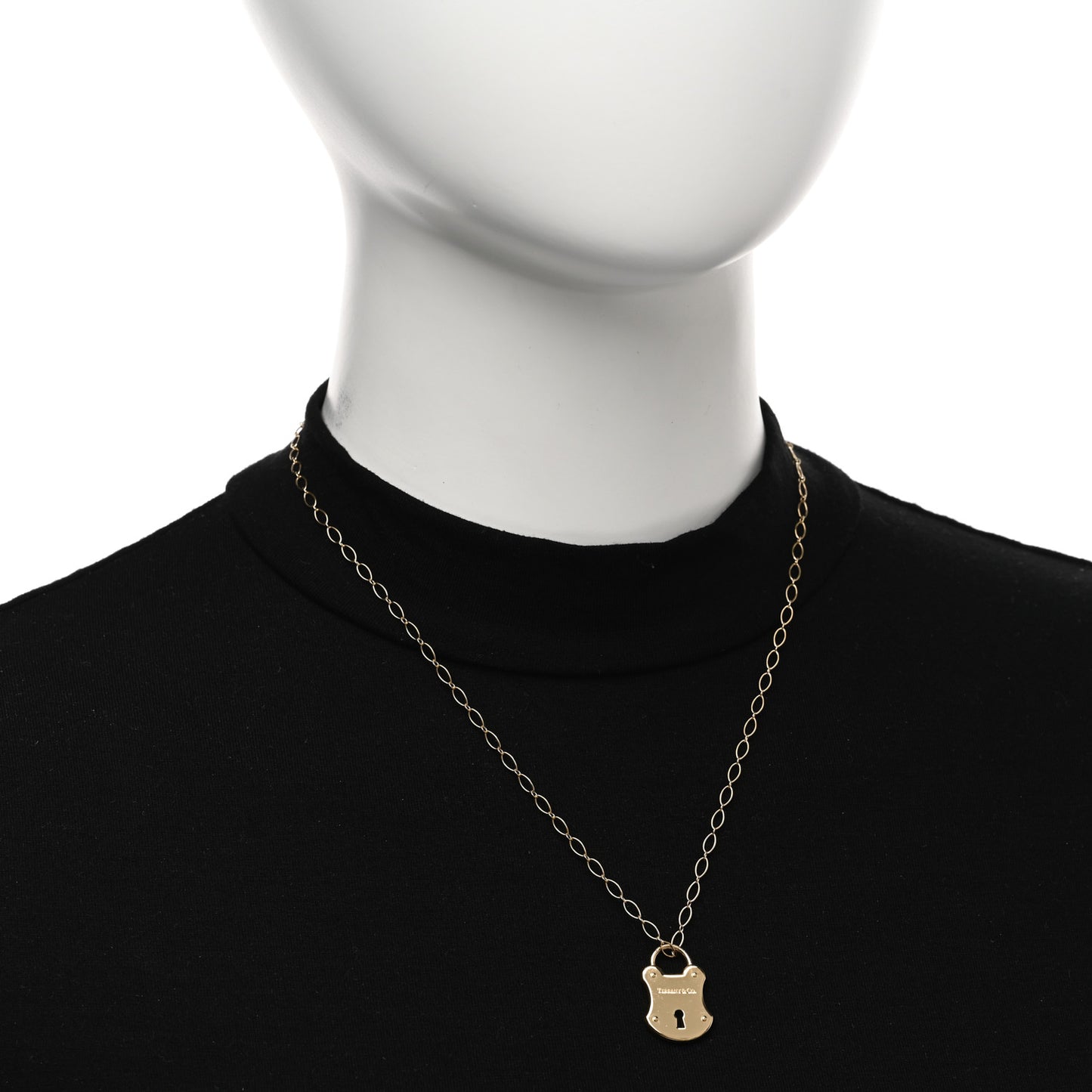 18K Yellow Gold Diamond Emblem Lock Pendant Necklace