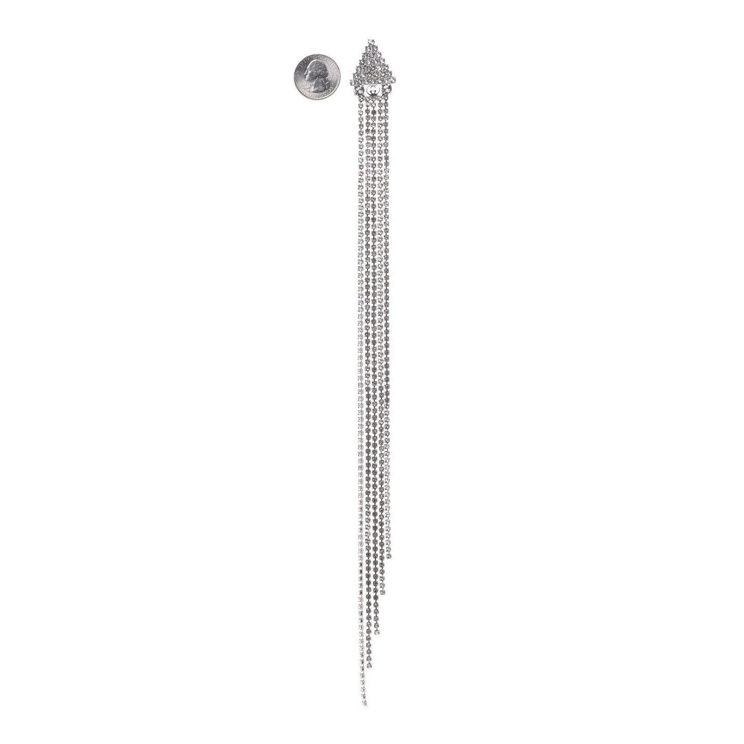 Crystal Triangle Tassel Single Drop Earring