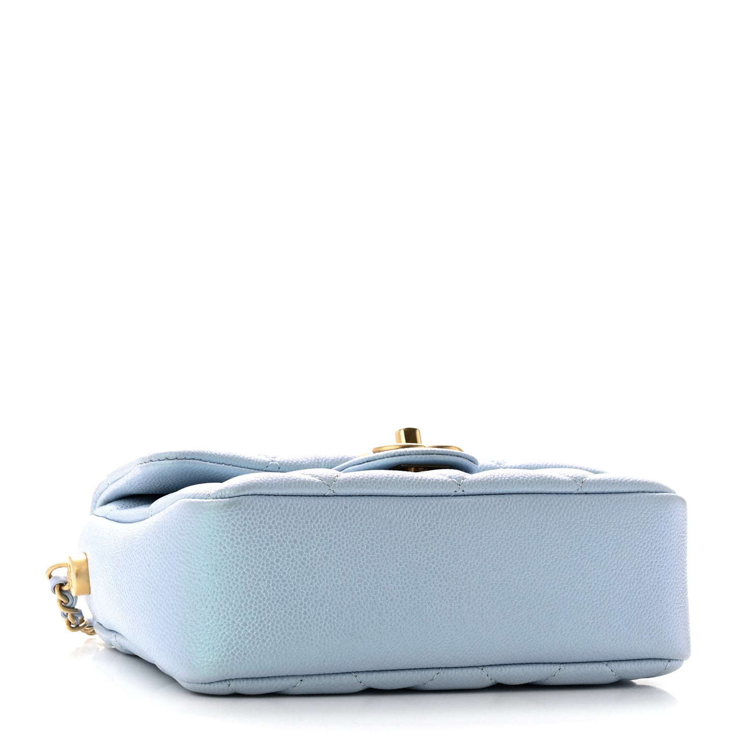 Iridescent Caviar Quilted Mini My Perfect Flap Light Blue