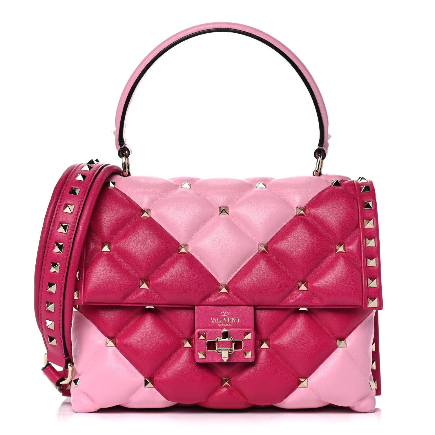 Valentino Garavani Nappa Medium Candystud Top Handle Bag Absolute Disco Pink 1 of 27