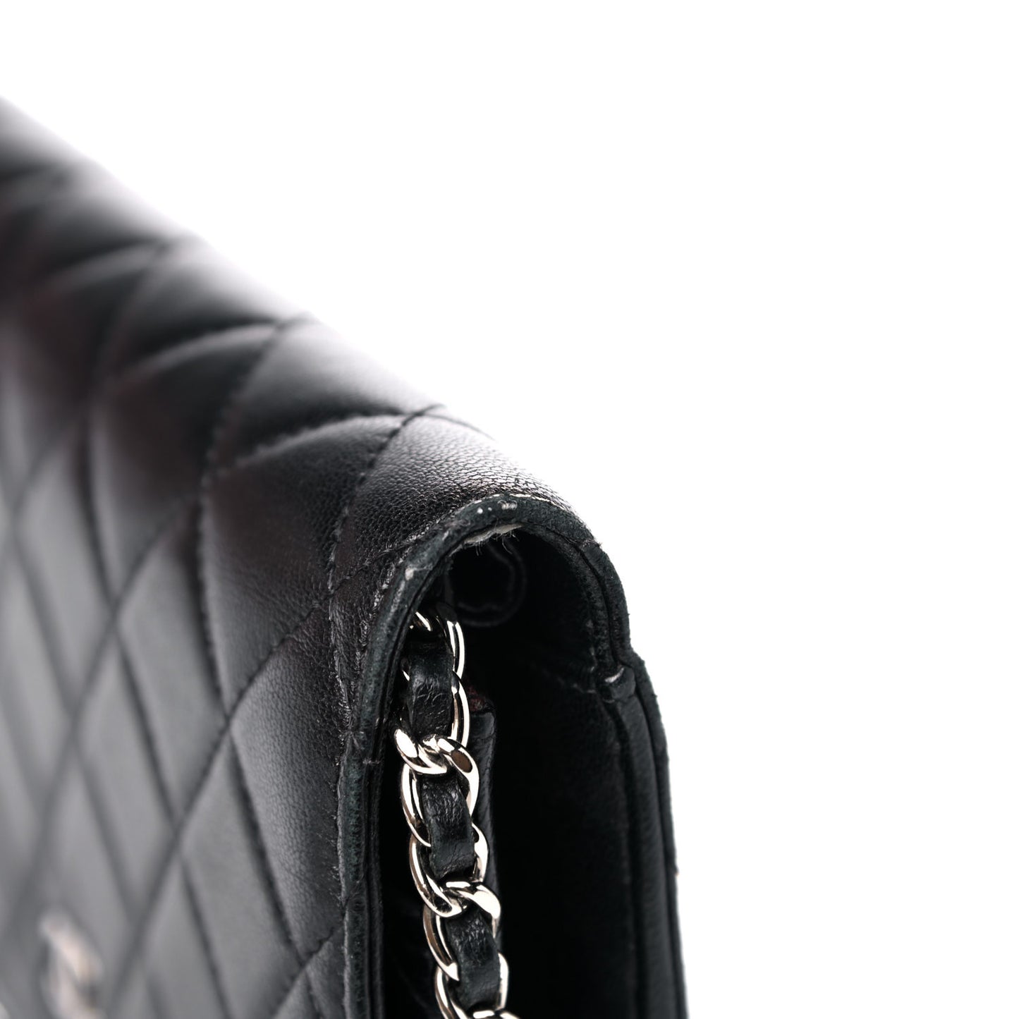 Lambskin Quilted Wallet On Chain WOC Black