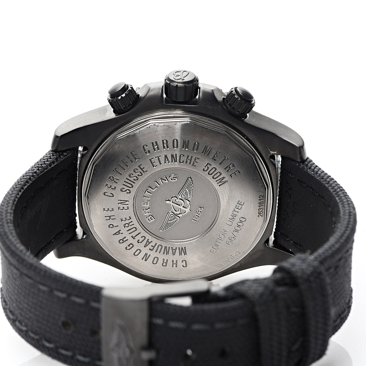 Black Steel Nylon 44mm SuperOcean II Chronograph Automatic Watch Black M13341