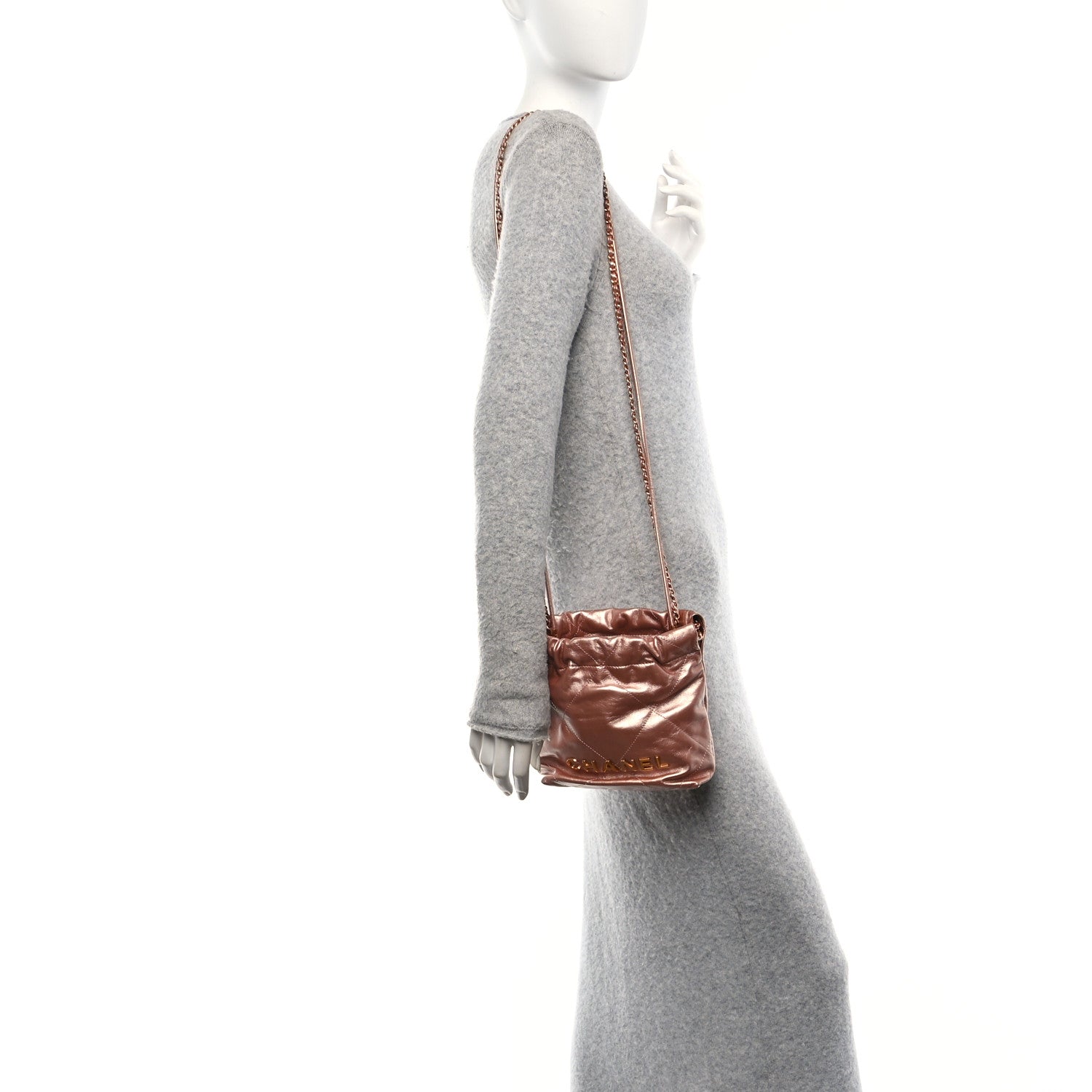 Chanel Metallic Calfskin Quilted Mini Chanel 22 Copper 2 of 10