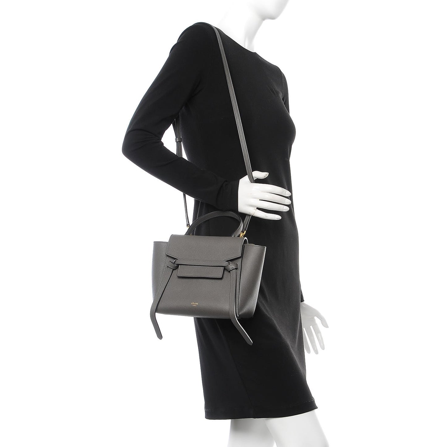 Grained Calfskin Nano Belt Bag Grey