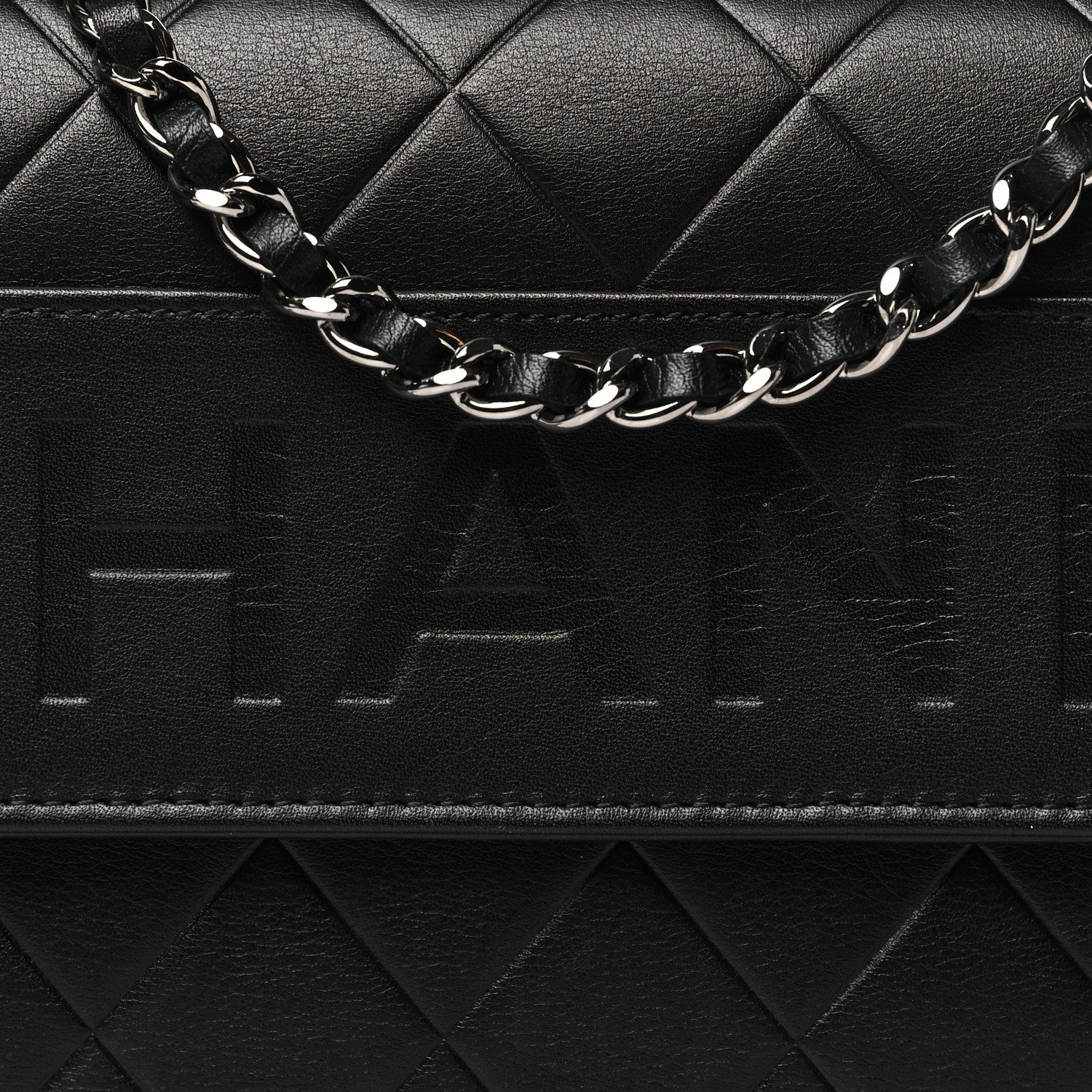 Chanel Lambskin Embossed Lax Wallet On Chain WOC Black 9 of 12