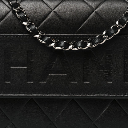 Chanel Lambskin Embossed Lax Wallet On Chain WOC Black 9 of 12