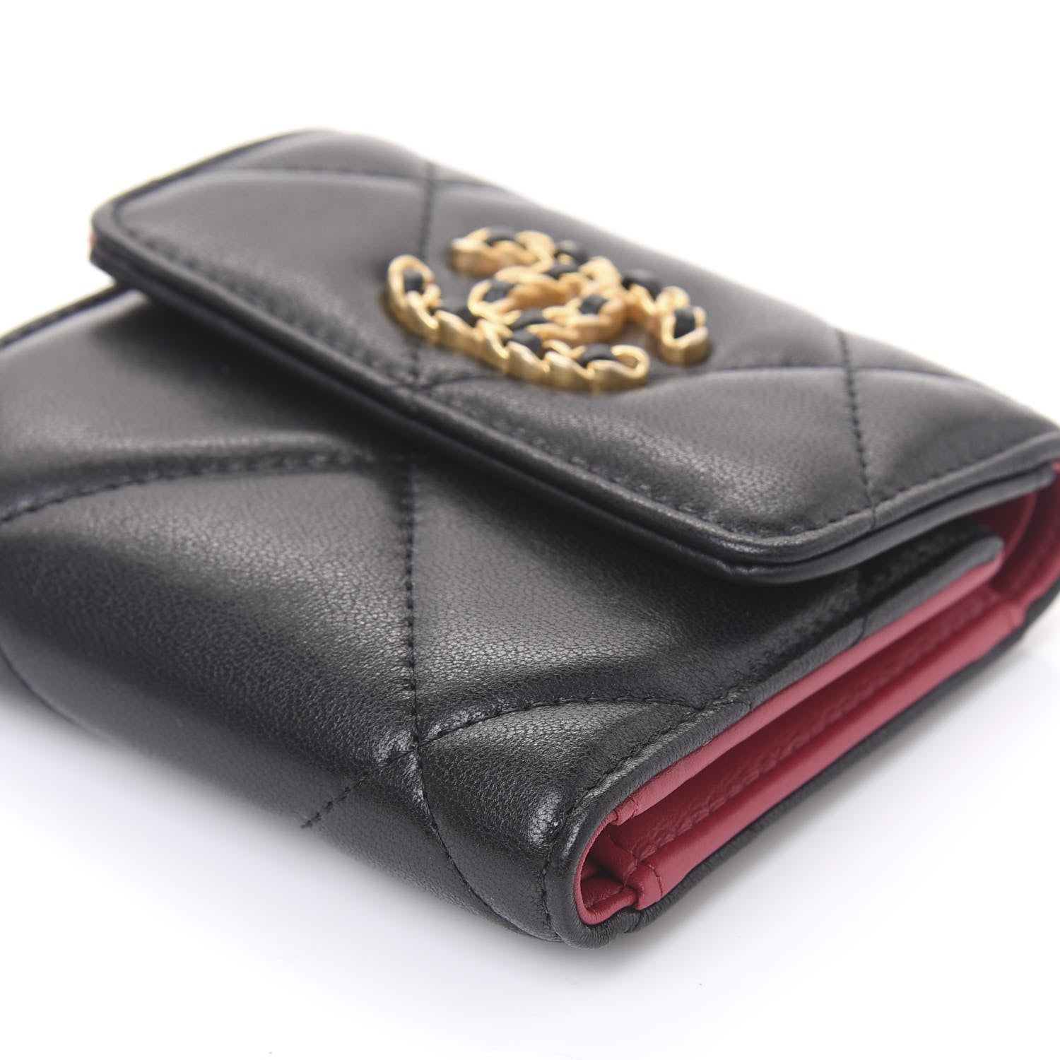 Chanel Lambskin Quilted 19 Small Flap Wallet Black 7 of 11