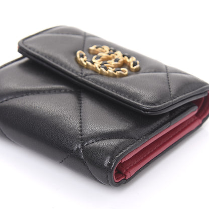Chanel Lambskin Quilted 19 Small Flap Wallet Black 7 of 11