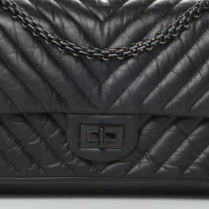 Chanel Aged Calfskin Chevron Quilted 2.55 Reissue 225 Flap So Black 8 of 17