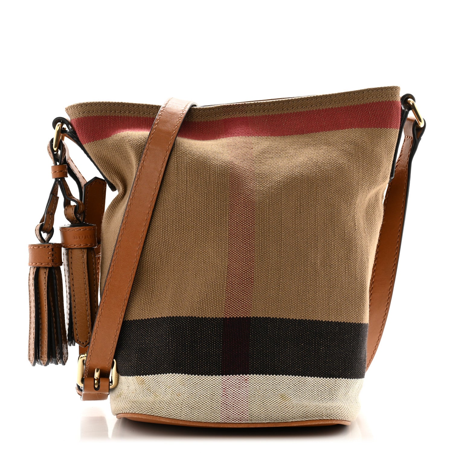 Burberry Canvas Mega Check Mini Ashby Hobo Saddle Brown 1 of 12