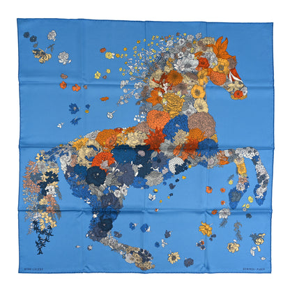 Hermes Silk Robe Legere Scarf 90 Bleu Azure Ocre Roux 1 of 4