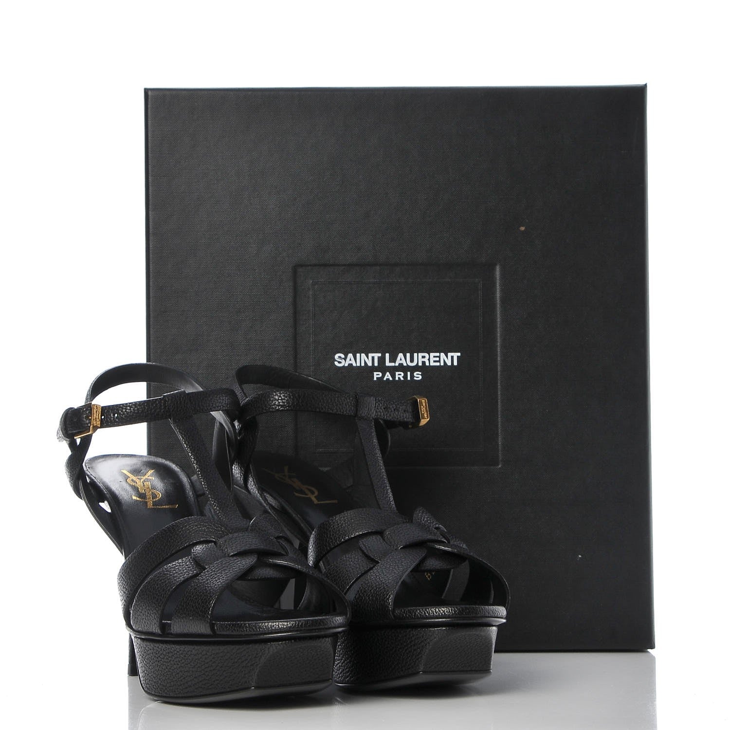 Saint Laurent Calfskin Tribute 75 Platform Sandals 37.5 Black 9 of 9