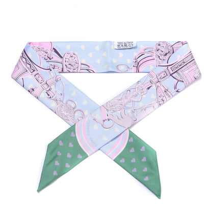 Hermes Silk Brides De Gala Love Twilly Bleu Ciel Parme Vert 1 of 4