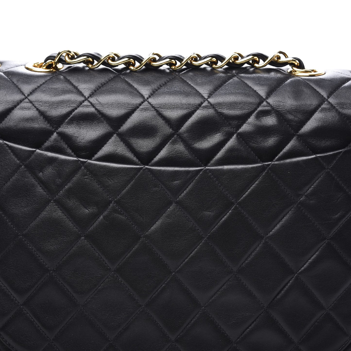 Lambskin Quilted XL Jumbo Single Flap Black