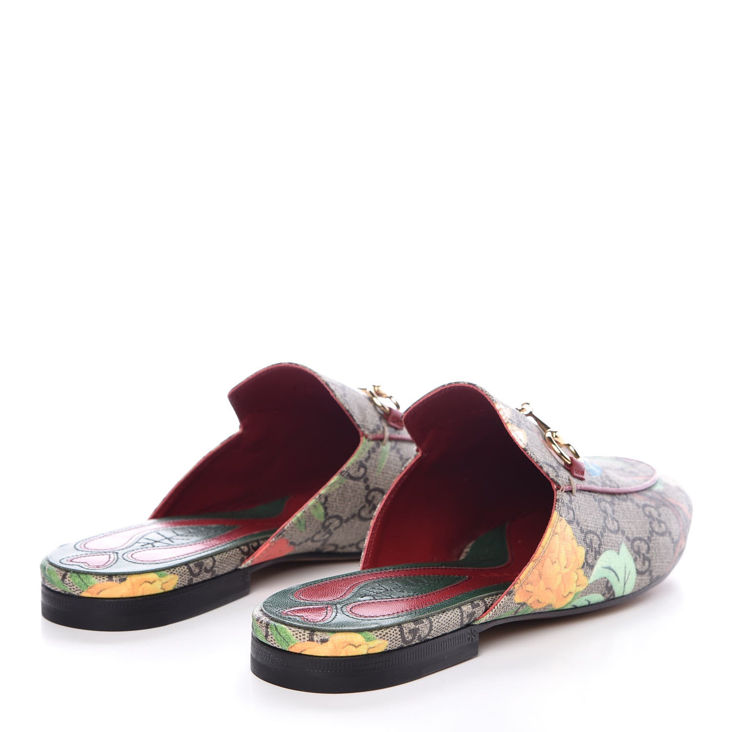 Gucci GG Supreme Monogram Tian Womens Princetown Slippers 38 Beige Ebony Multicolor 4 of 9