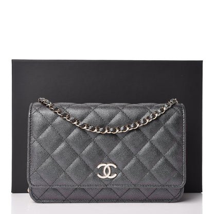 Chanel Iridescent Caviar Quilted Wallet On Chain WOC Black 11 of 11