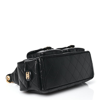 Chanel Shiny Lambskin Quilted Trendy Pockets Hobo Black 4 of 12