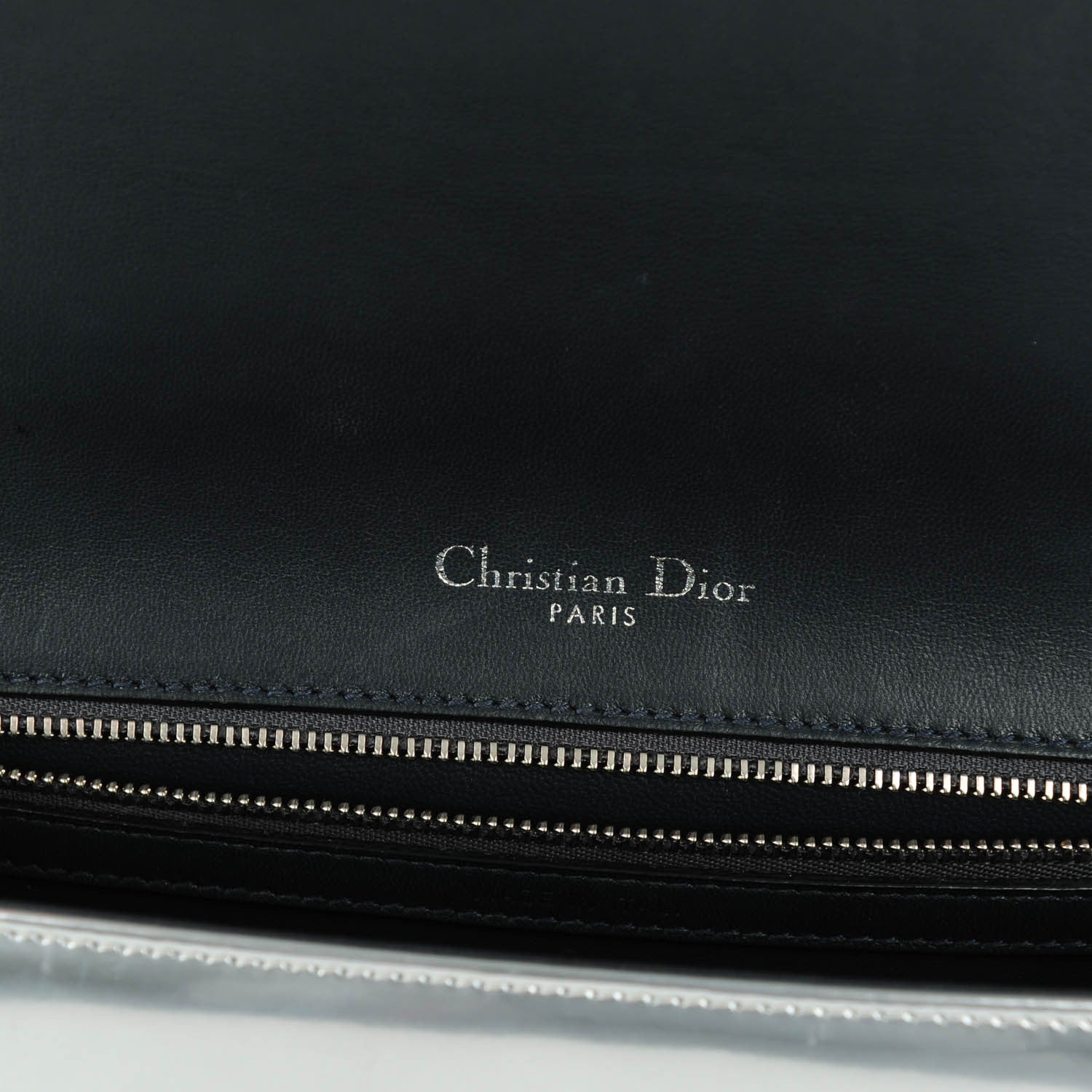 Christian Dior Metallic Patent Micro-Cannage Medium Diorama Flap Bag Silver 6 of 8