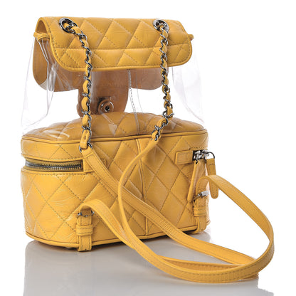 Chanel Crumpled Calfskin PVC Quilted Backpack Yellow 3 of 10