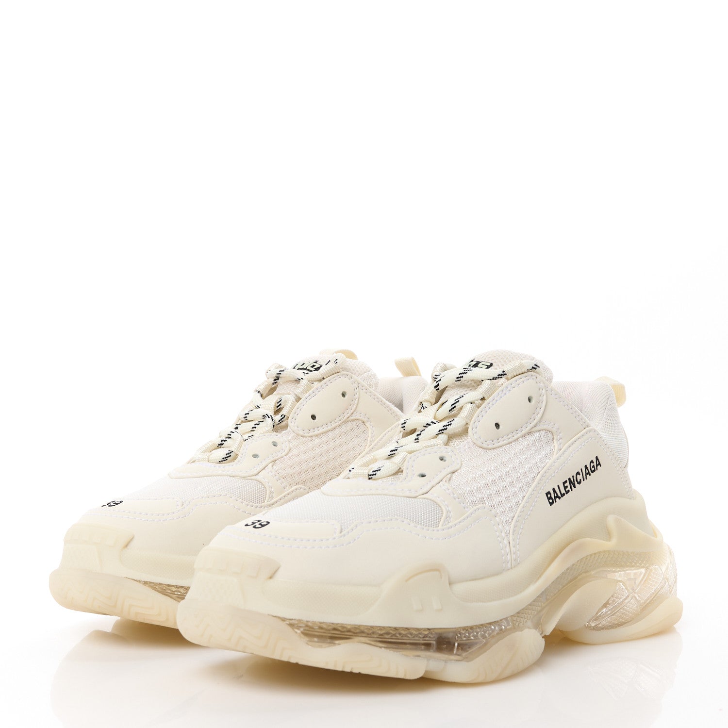 Balenciaga Fabric Mesh Clear Sole Womens Triple S Sneakers 39 White 3 of 8