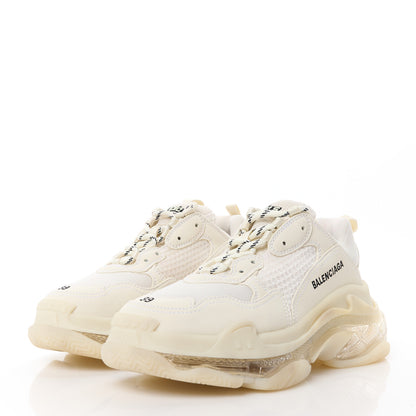 Balenciaga Fabric Mesh Clear Sole Womens Triple S Sneakers 39 White 3 of 8