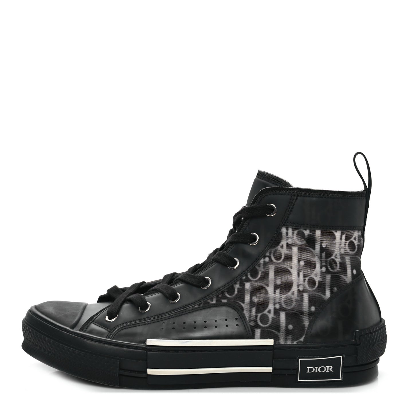 Technical Canvas Oblique Mens B23 High Top Sneakers 42 Black White