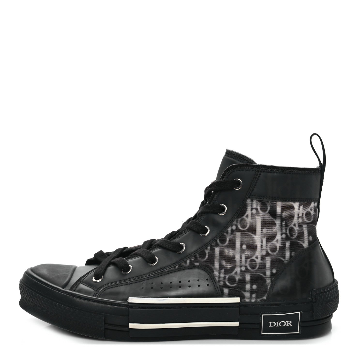 Christian Dior Technical Canvas Oblique Mens B23 High Top Sneakers 42 Black White 1 of 7