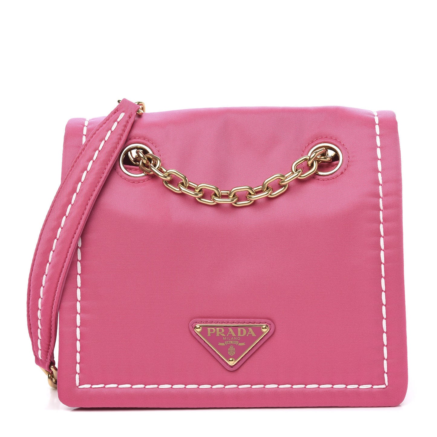 Nylon Tessuto Small Chain Shoulder Bag Fuxia