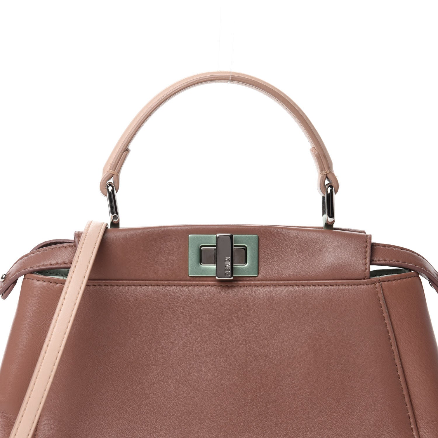 Fendi Nappa Colorblock Mini Peekaboo Iconic Satchel English Rose Plaster Oxigen 11 of 11
