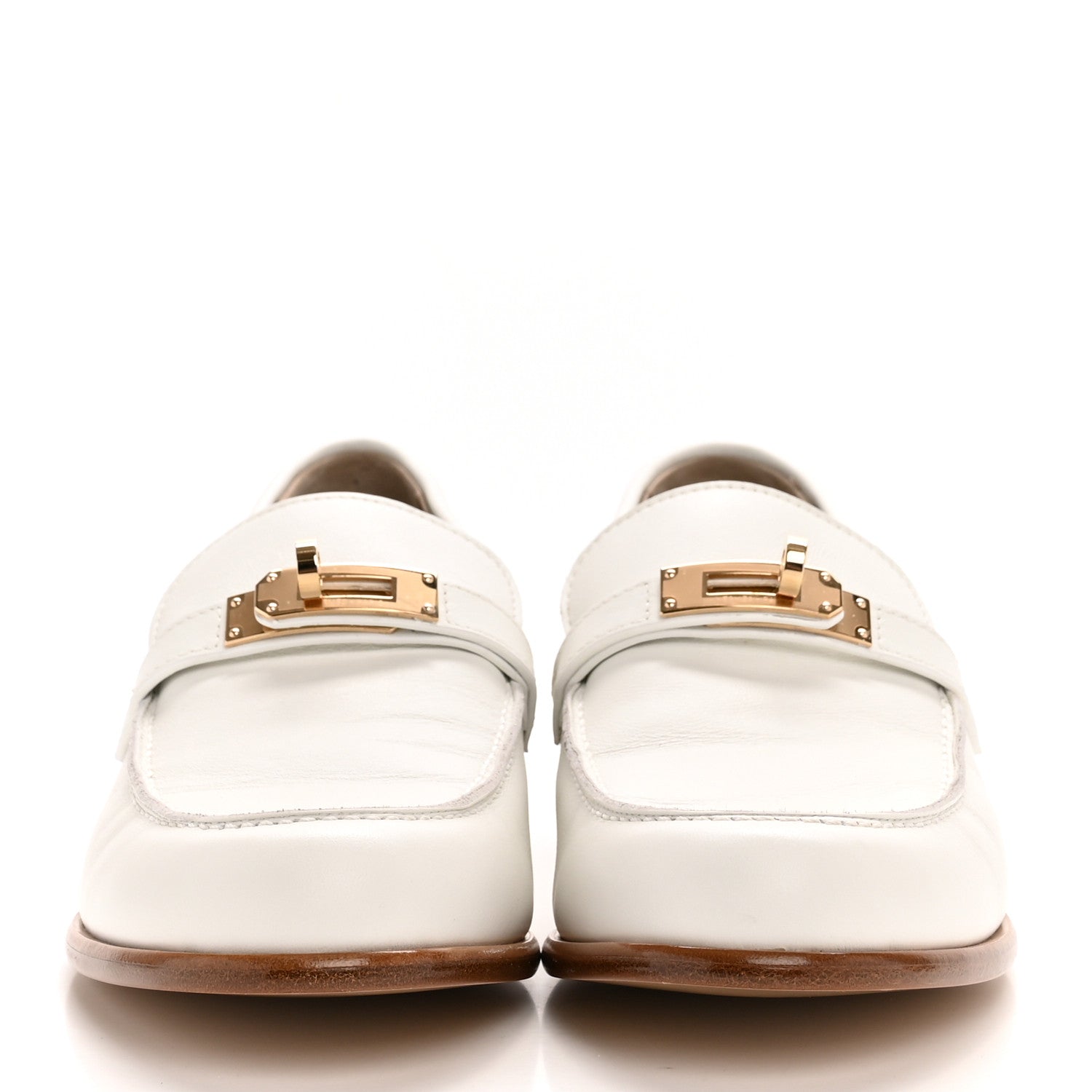 Hermes Calfskin Womens Destin Loafer 39 White 3 of 10