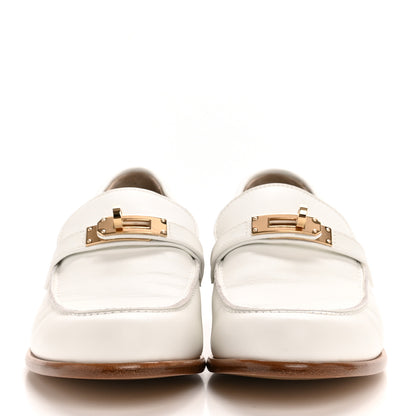 Hermes Calfskin Womens Destin Loafer 39 White 3 of 10